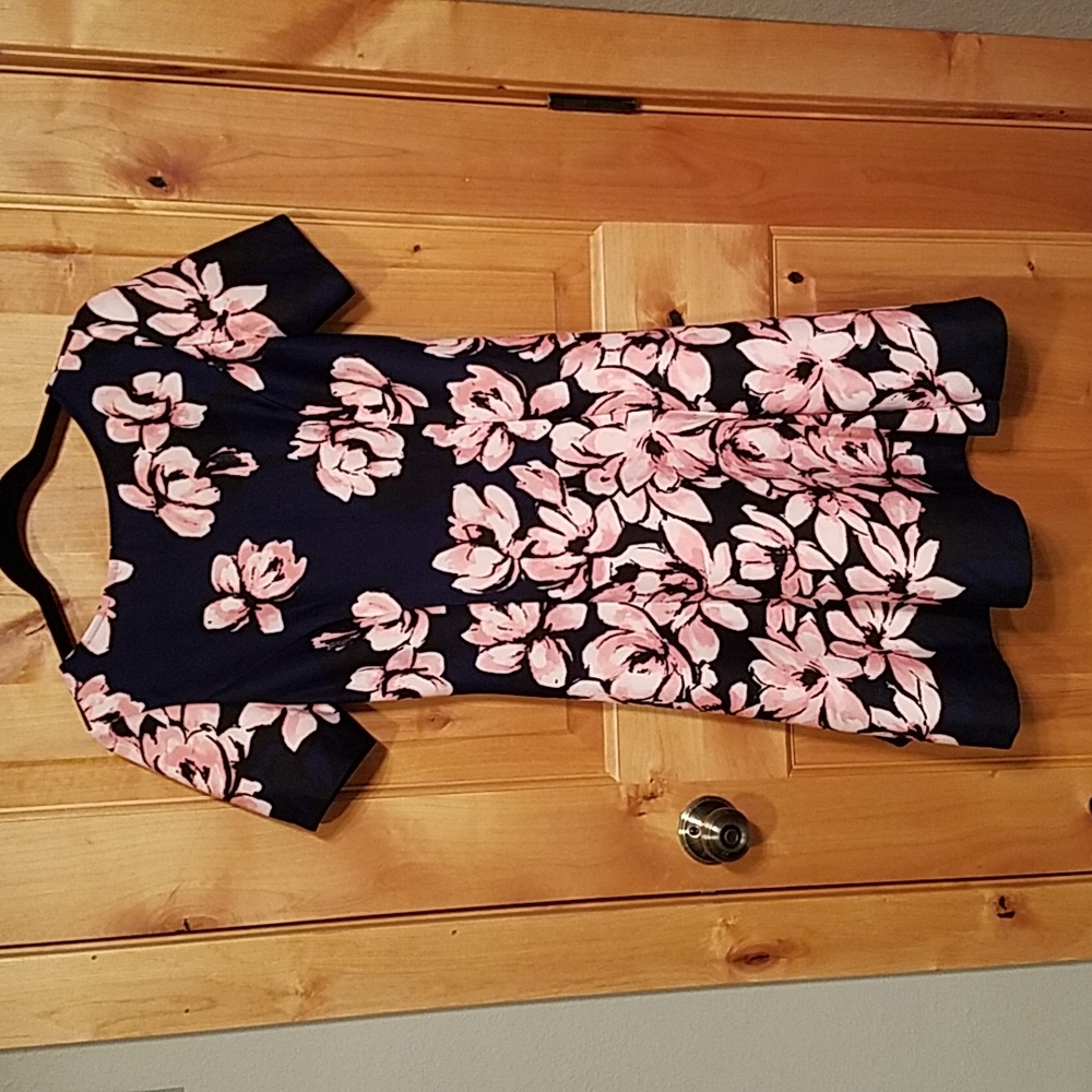 Donna Morgan Fit and Flare dress, pink and blue size 6